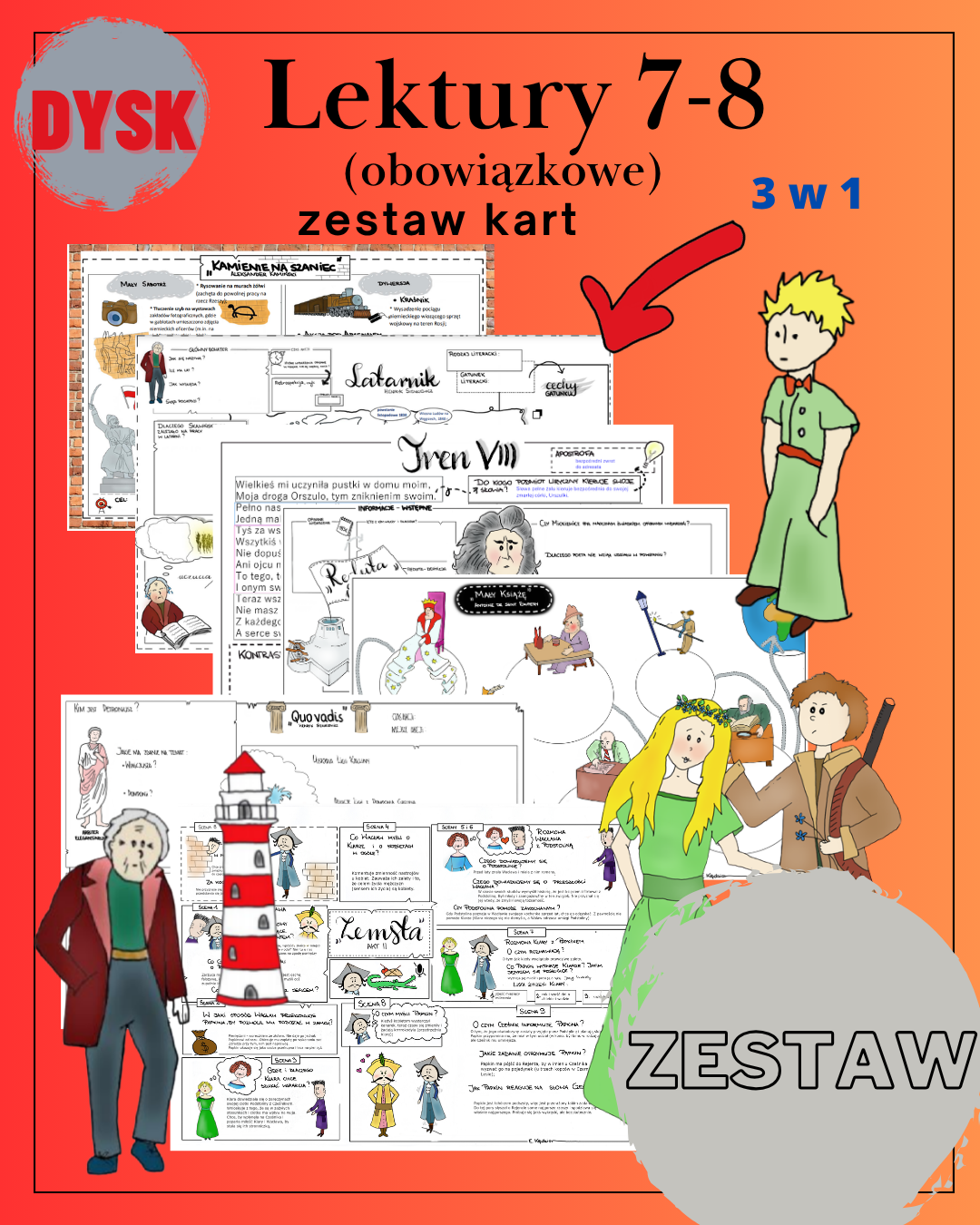 Zestaw kart pracy — Lektury 7–8